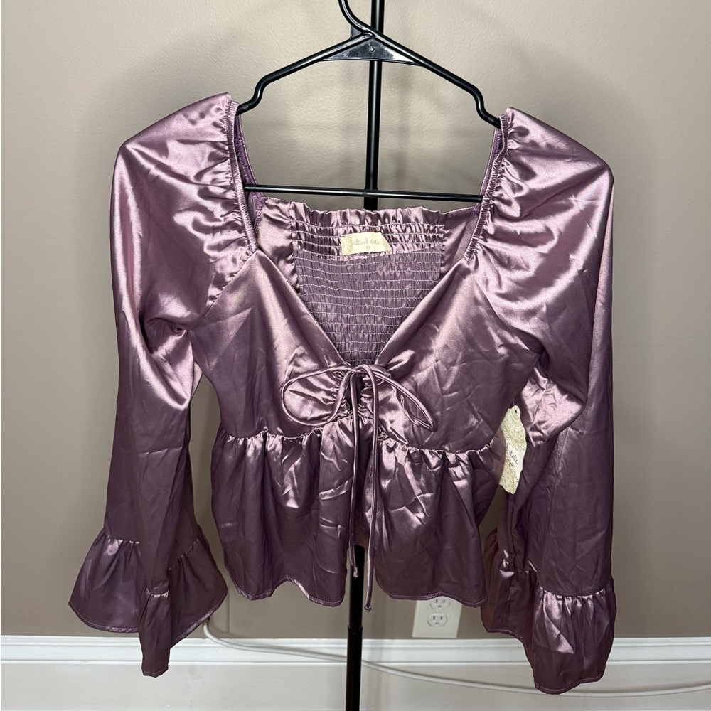 Altar'd State Purple Satin Blouse